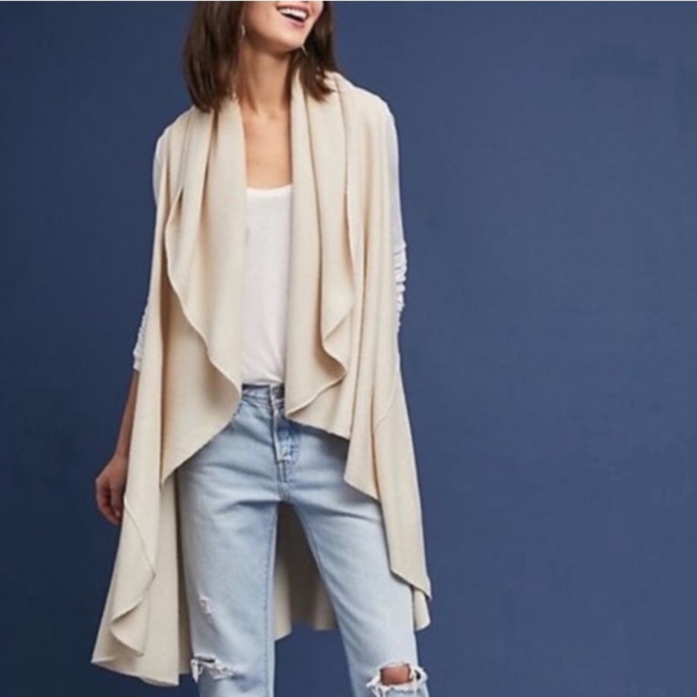 Moth | Anthropologie White Open Drape Sleeveless Sweater